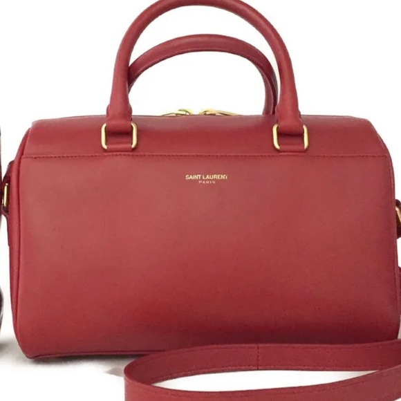 Saint Laurent Red Leather Baby Duffel 2 Way Shoulder Bag - Picture 3 of 14
